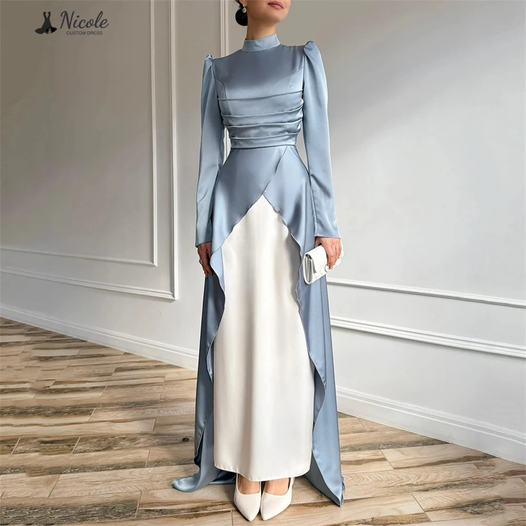 

Николь-линия Вечерние платья Женское элегантное платье Роскошное вечернее платье 2025 На заказ с круглым воротником из атласной ткани Вечернее платье