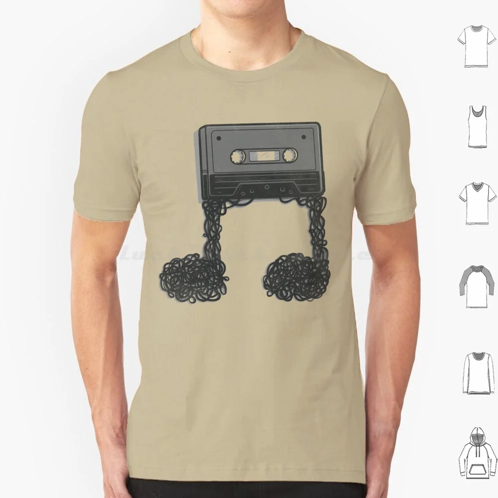 Made Of Music T Shirt Big Size 100% Cotton Nostalgia Eighties 80s Casette Music Artsy Pareidolia