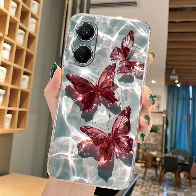 For Redmi 9A 9T 9AT 7A 13 4G 13C 13R 13C 12 Turbo 3 Note 12 12 Pro 13R Poco C65 M6 4G Gradient Glitter Butterfly TPU Phone Case