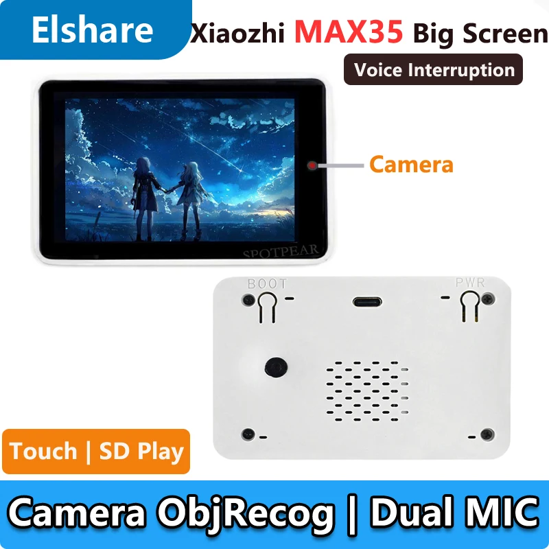 

Плата разработки ESP32-S3 для AI-камеры Xiaozhi MAX с 3,5-дюймовым ЖК-дисплеем, двумя микрофонами и сенсорным экраном 3,5 дюйма с функцией голосового управления