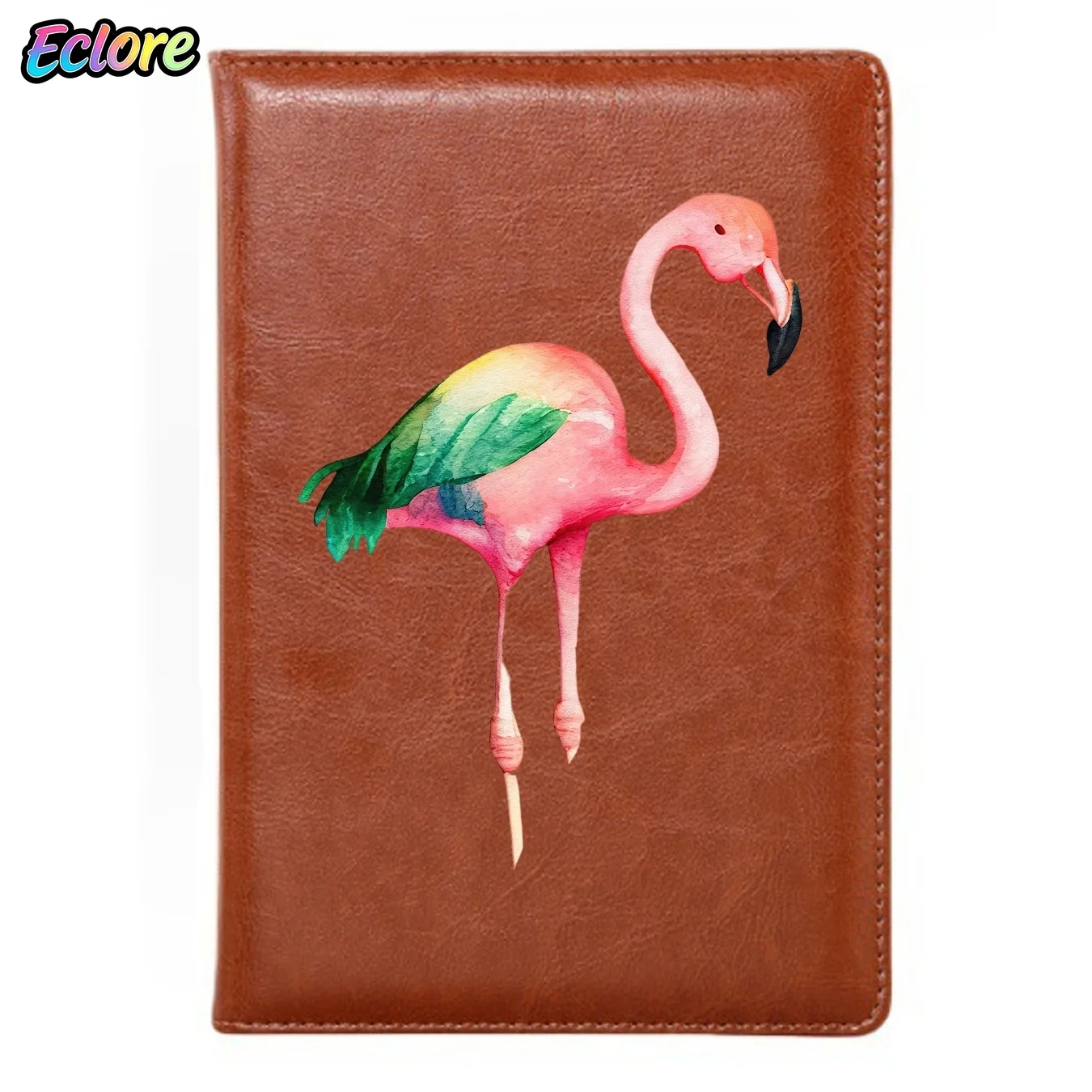 Watercolor Flamingo Pink Vintage A5 Leather Notebook with Personalized Soft Cover Bookmark for Birthday Gift Journal Study