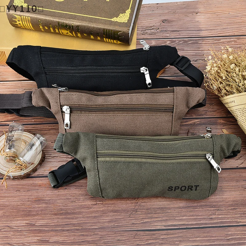 

〔YY110〕 Sports Waist Pack Leisure Canvas Anti-Theft Bag Running Waist Pack Camping Sport Hiking Zip Bag
