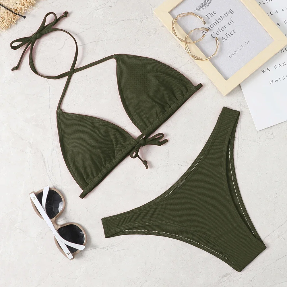 2022 new sexy bikini suit solid color swimsuit women's Beach swimsuitbeach outfits for women