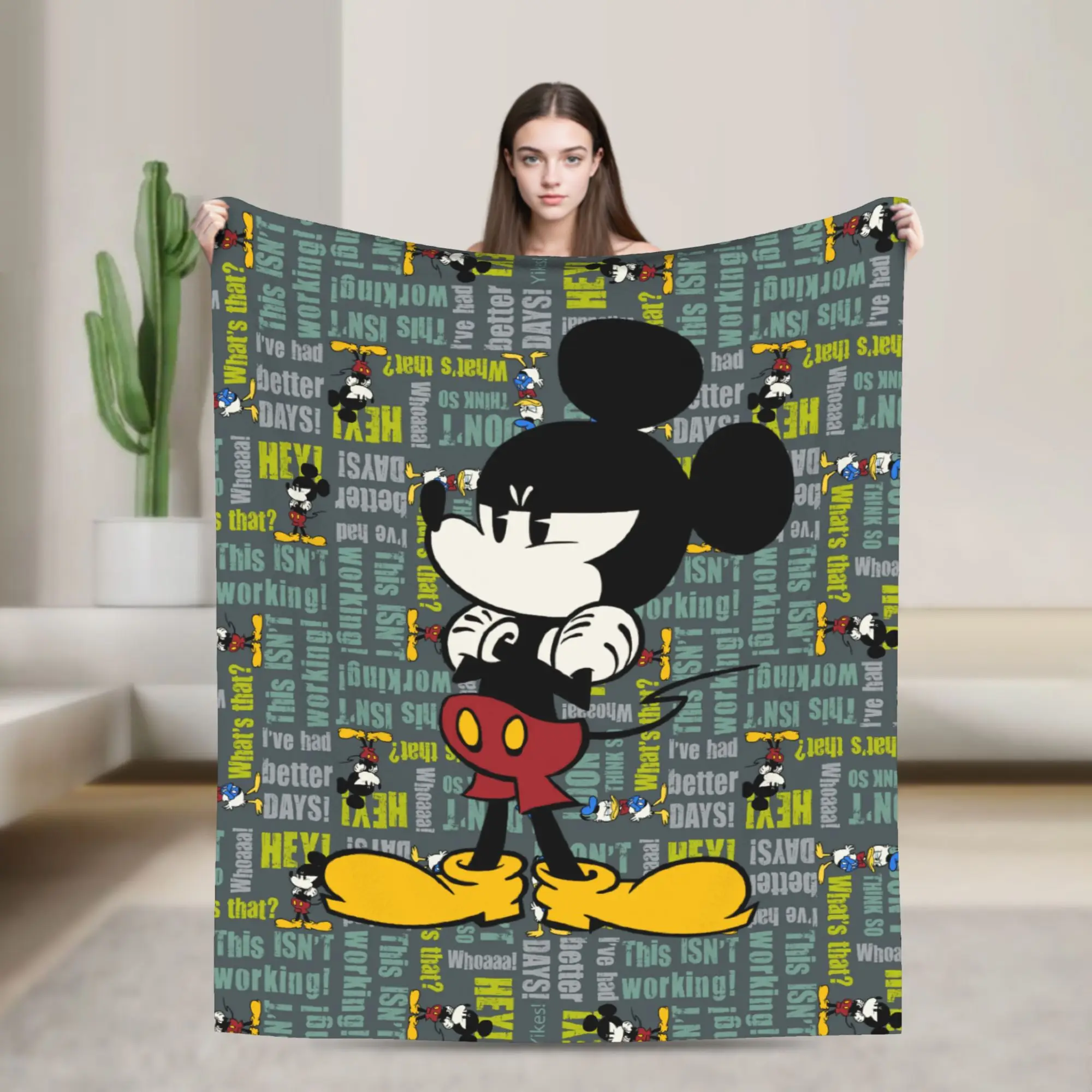 

Upset Mickey Mouse Blankets Fleece Dinesy Warm Throw Blanket for Outdoor Travel Bedroom Quilt