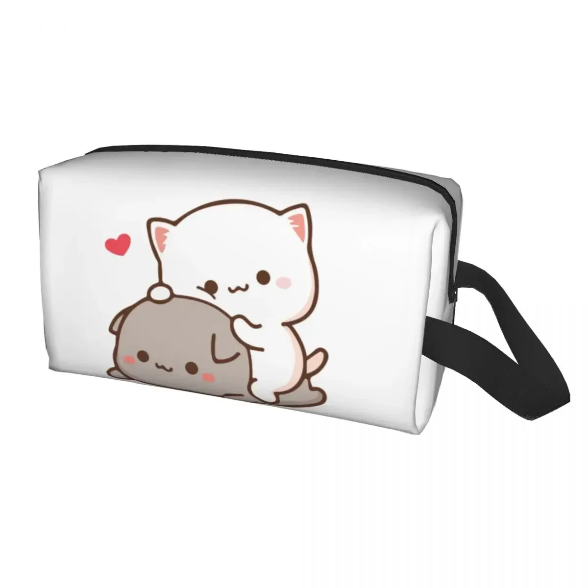 Travel Peach Sitting On Goma Toiletry Bag Kawaii Cute Mochi Cat Cosmetic Makeup Organizer Women Beauty Storage Dopp Kit Case