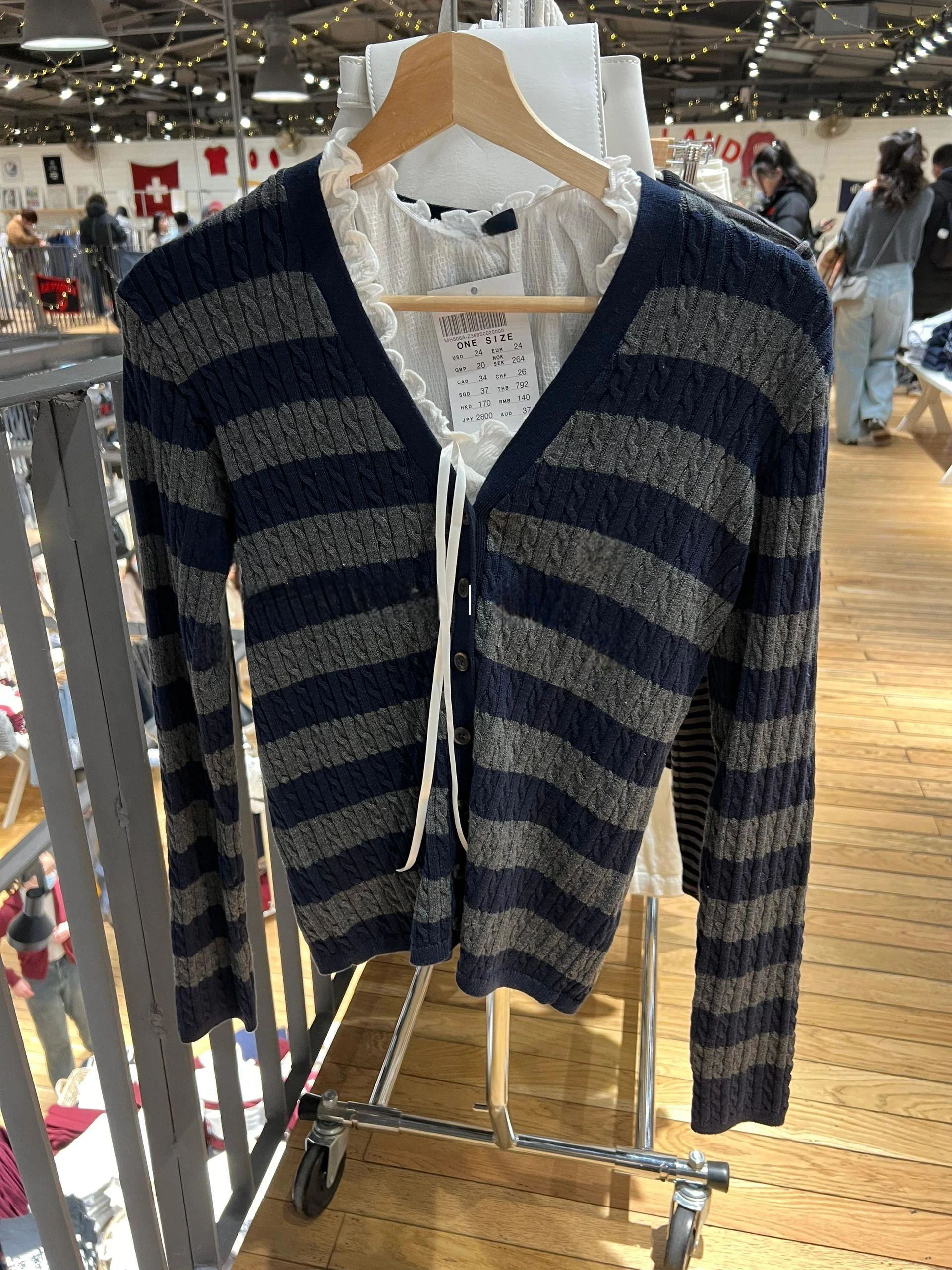 

American Retro Striped Knitted Open Cardigan Women's Regular Fit Long Sve Sweater Coat ey ey Spring New Sle