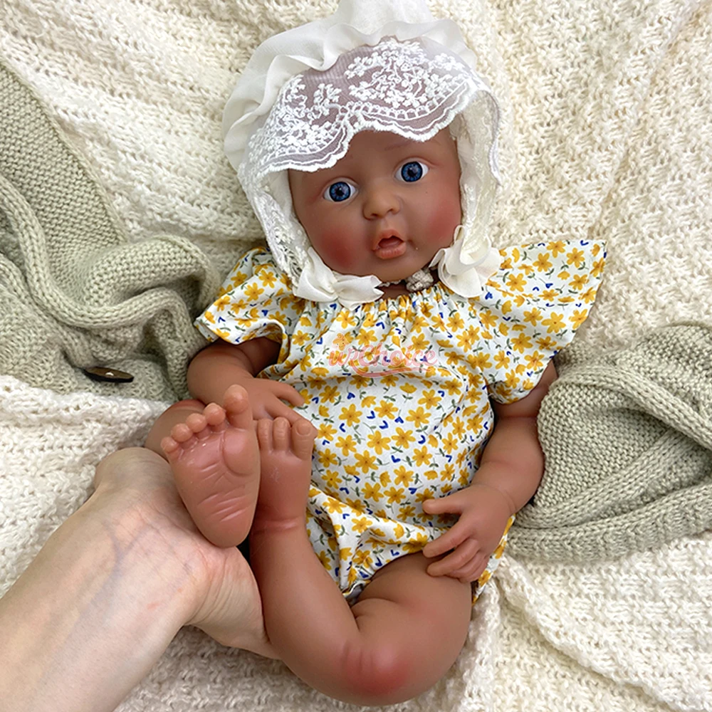 

18" Handmade Painted Silicone Reborn Baby Doll Girl Open Mouth Realistic Visible Veins Newborn Doll Birthday Gift Collection