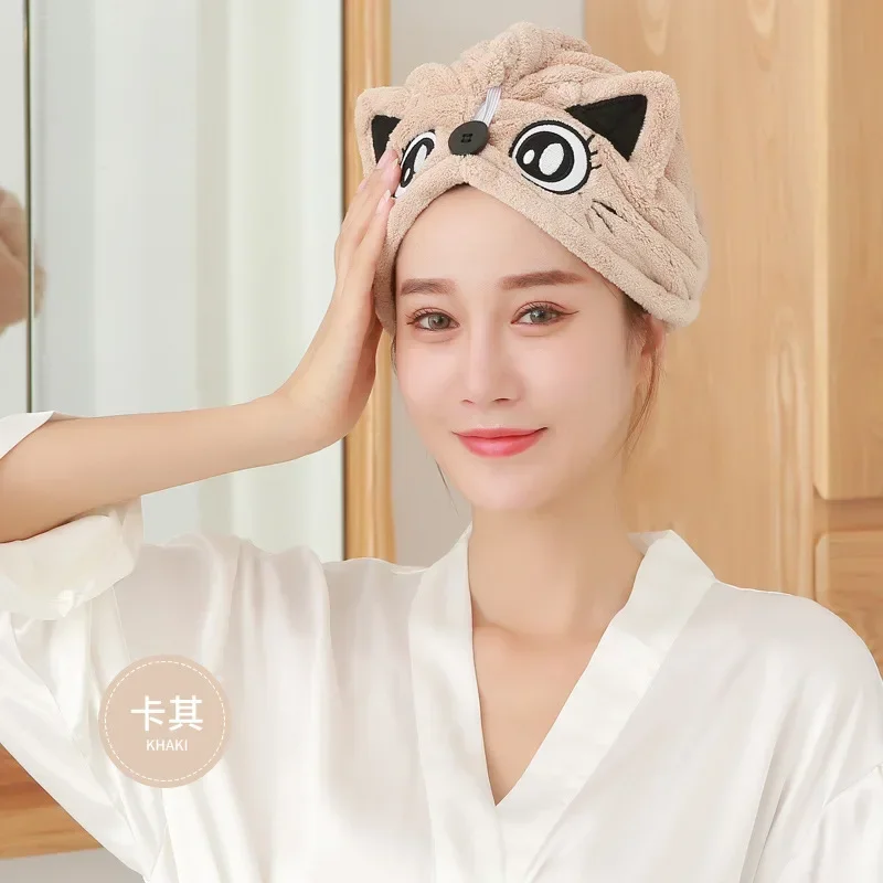 

Women Hair Drying Hat Quick-dry Hair Towel Cap Hat Bath Hat Microfiber Solid Towel Cap Super Absorption Hair Dry Cap