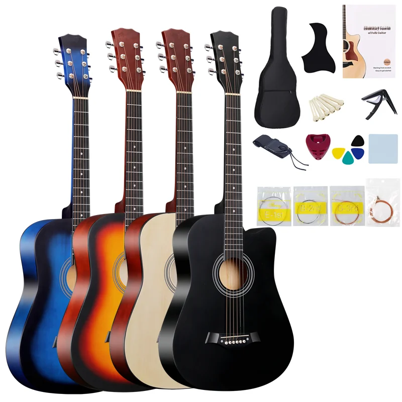 Guitarra acústica de 38 puadas para principiantes, estudiantes masculinos y femeninos, adultos, instrumento de guitarra de ...