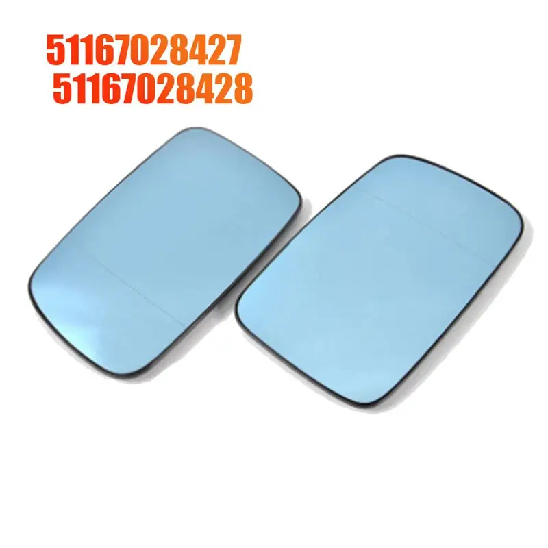 11-1Pair Car Rearview Side Door Mirror Blue Glass Lens Heated for BMW E46 E65 E66 E67 2001-2008 51167028427 51167028428