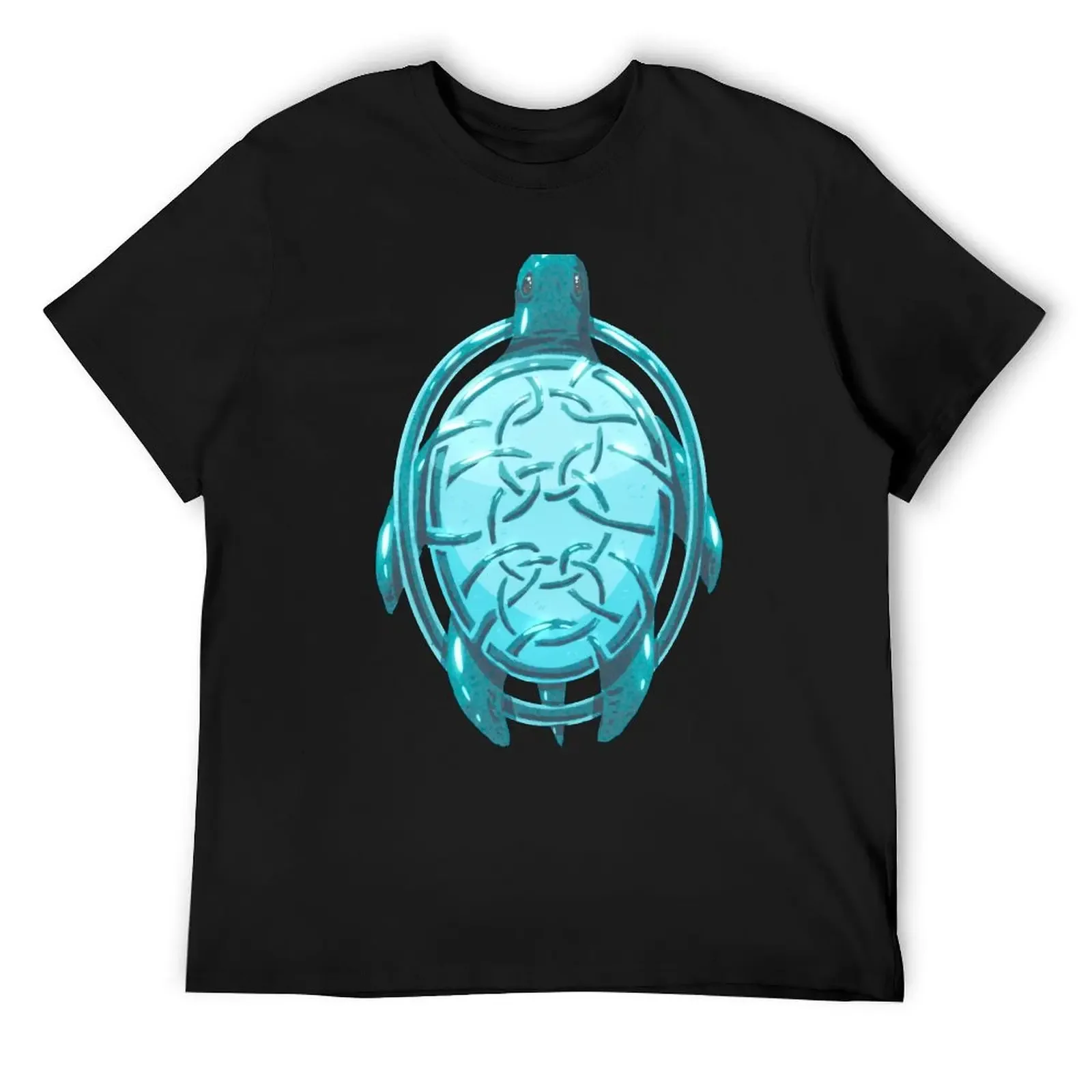 

Celtic Sea Turtle Crest Teal Knotwork Art T-Shirt plus size clothes oversize t-shirts man anime clothes mens t shirt graphic