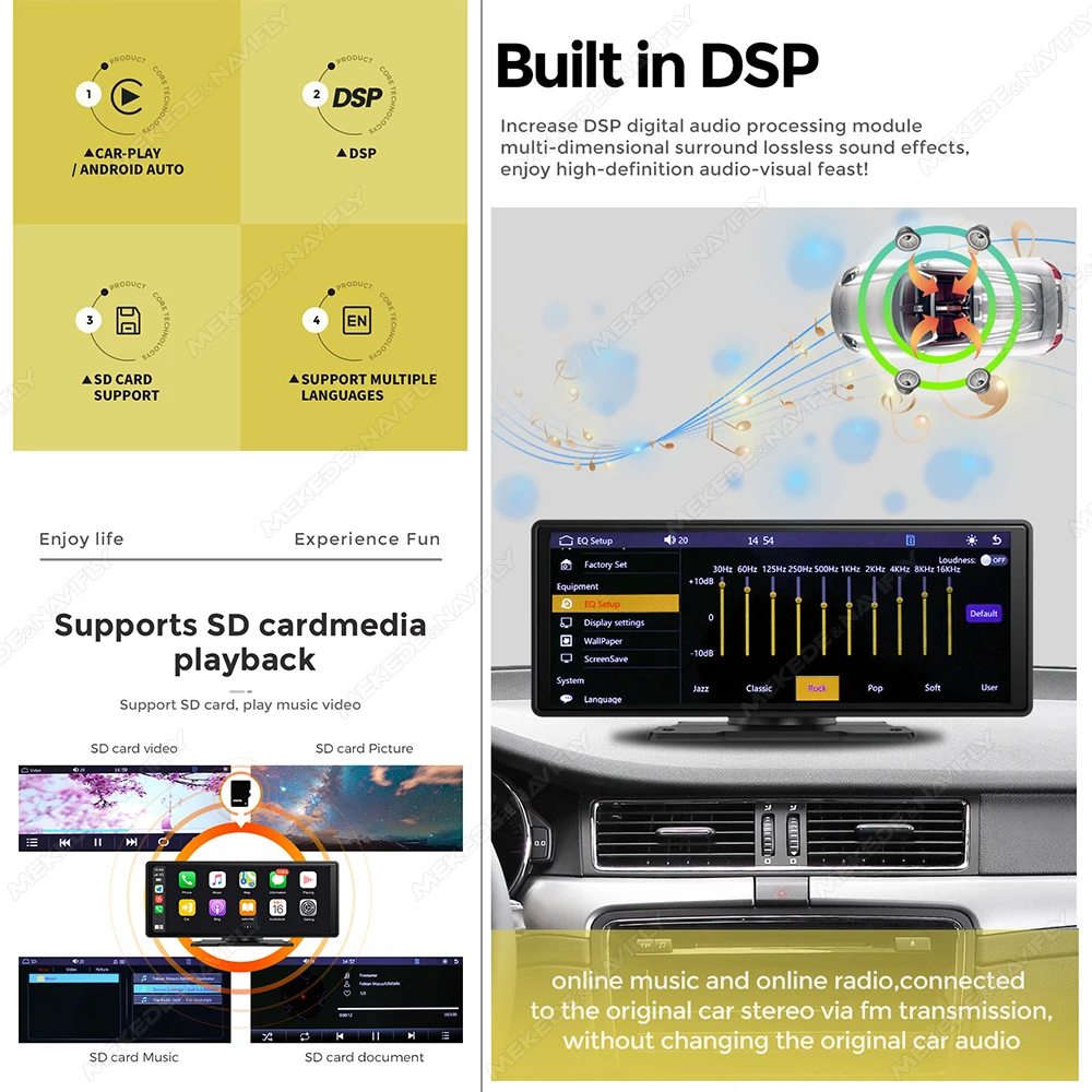 10,26/6,86 cala Bezprzewodowy Android Auto Carplay Inteligentny ekran Inteligentne systemy samochodowe Uniwersalny samochodowy odtwarzacz