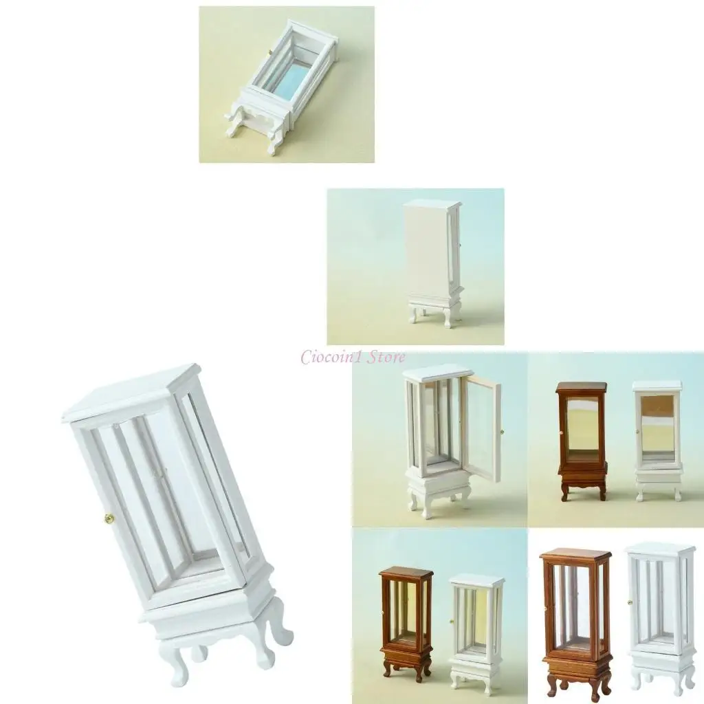 

Y1UB 1/12 Miniature Glass Door Cabinet for Vintage Dollhouses Miniature Scene Display Decoration Living Room Layouts Furniture