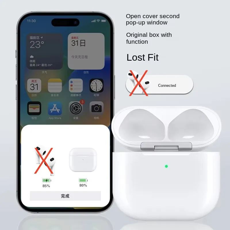 

"Universal Replacement Charging Case Compatible with Apple AirPods 3/4 USB-C Official-Like F For Airpods Pro 1 2 Bluetooth Pair