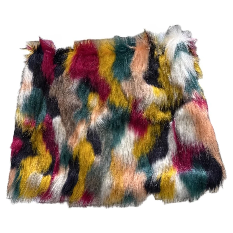 2025 Winter New Cool Colorful Patchwork Eco-Friendly Faux Fur Skirt, Short Skirt for Ladies