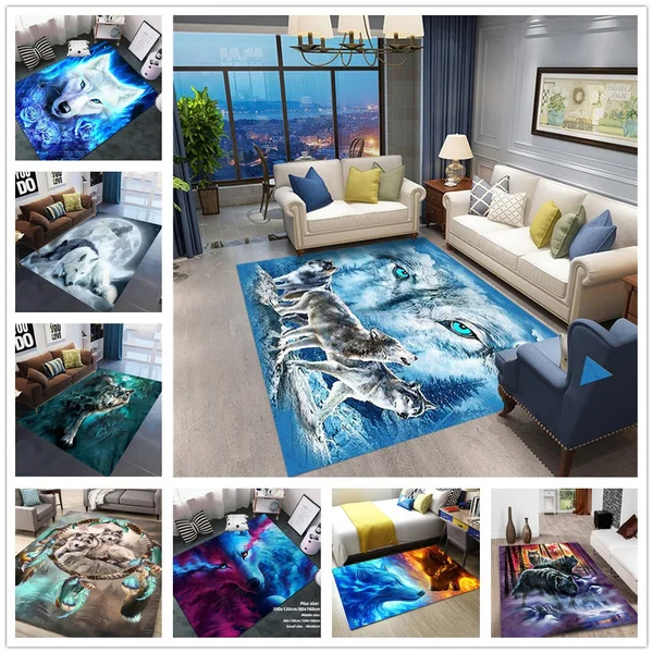 Tapis de porte à motif de loup, tapis de sol imprimé antidérapant, pour salon, chambre à coucher, salle de bain, cuisine, entrée, tapis décoratif pour la maison