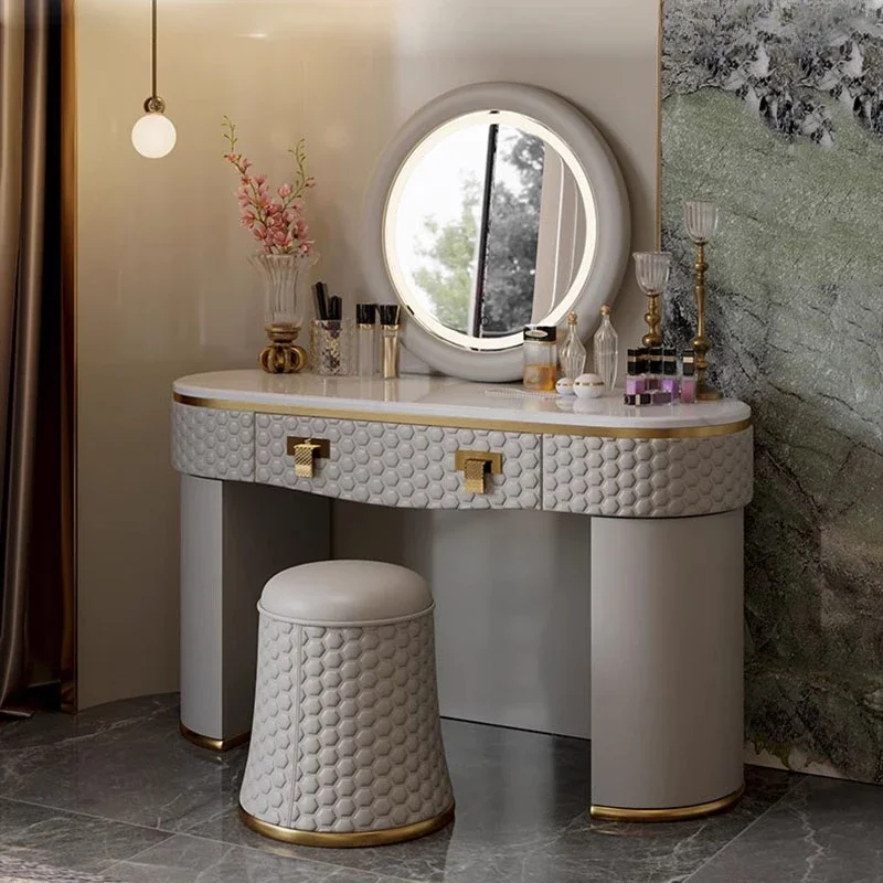 

Luxury Handles Dressing Table Storage Aesthetic High End Dressing Table Stool Drawers Coiffeuse De Chambre Bedroom Furniture