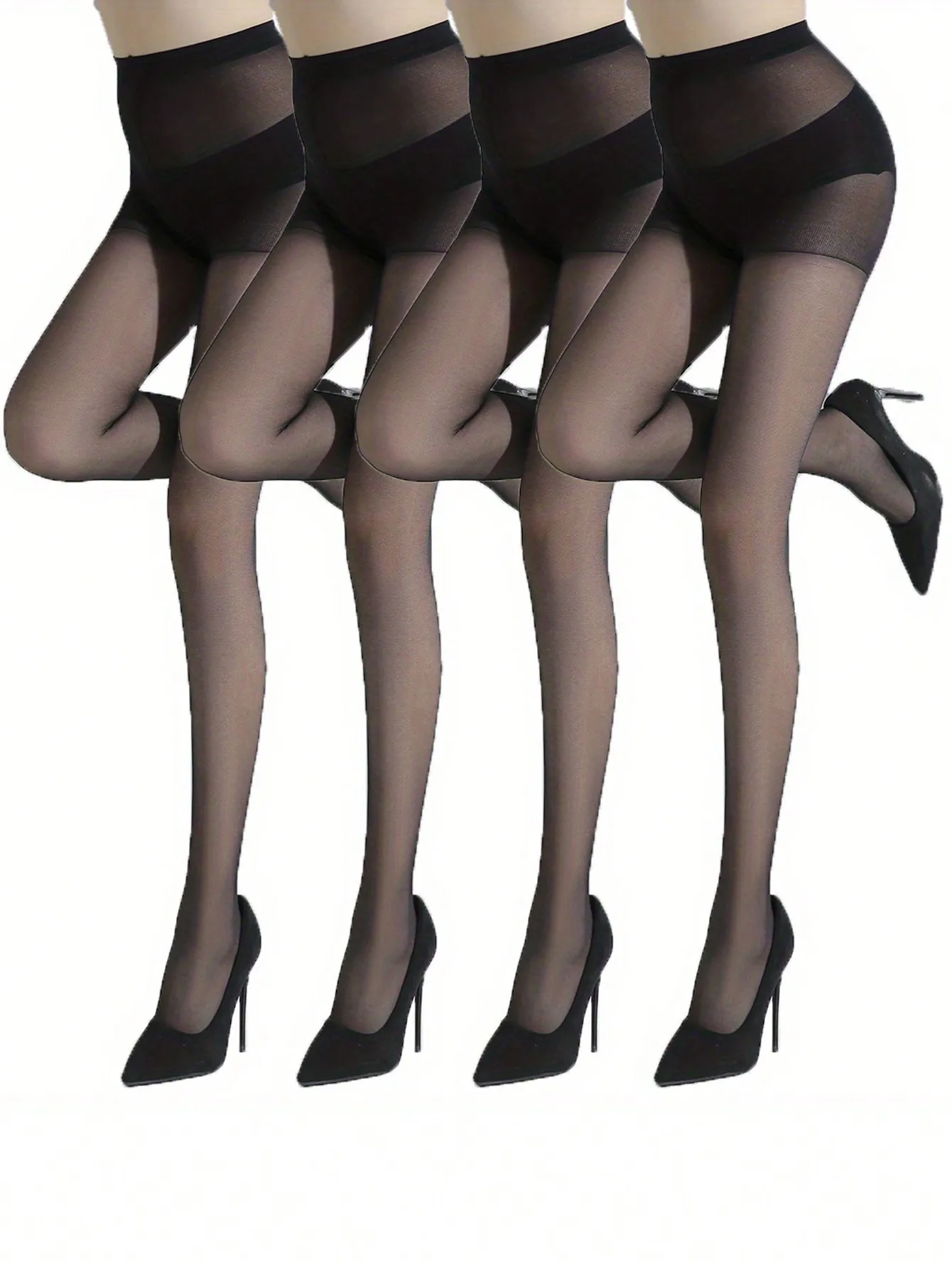 Four pack Solid Color women\'s fashionable Ultra-Thin sheer stocking skin penetrating bottom pantyhose