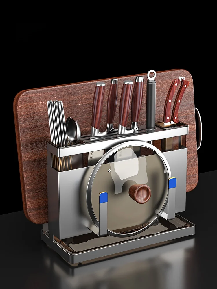 

Modern Simplici Stainl Steel Knife Holder Ra Cutting Board Pot Lid Inteated Storage Ra Kitchen Countertop Wall Mount