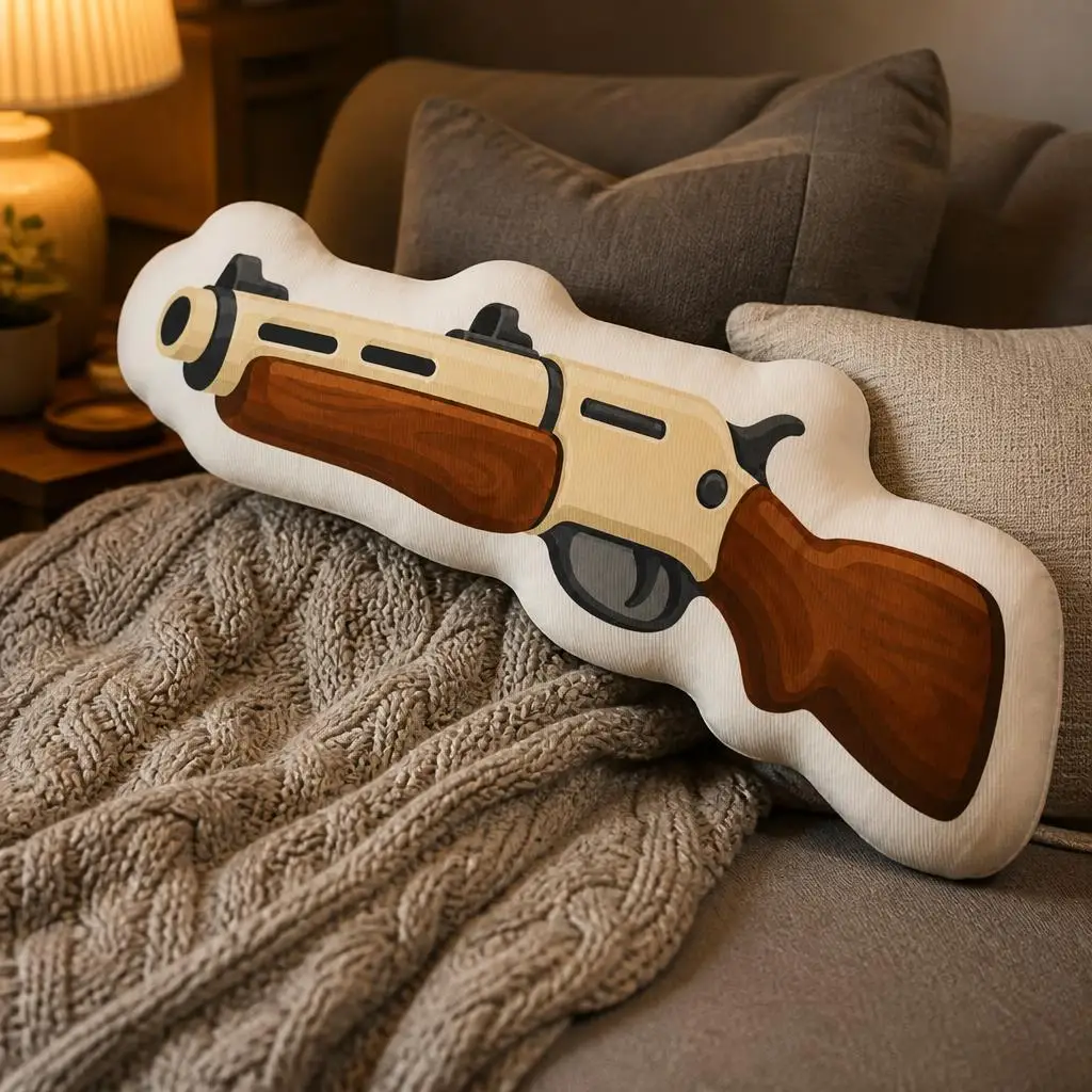 Vintage Rifle Shaped Throw Pillow Plush Stuffed Gun Cushion Decorative Accent for Hunting Cabin Home Decor Collector Gift