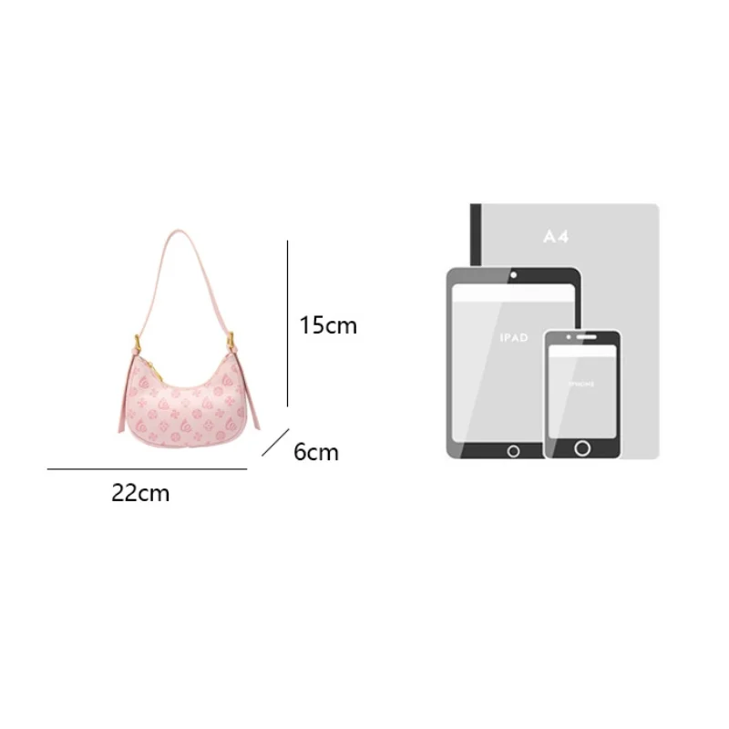 High-end Shoulder Bags for Women Casual Pink Printing Hobo Bags Niche Design Female PU Leather Armpit Bags Ladies Handbags