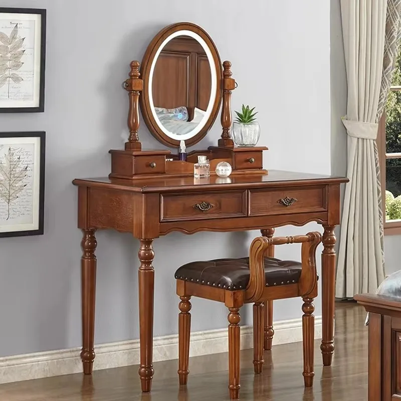 

Organizers Brown Dressers Mirror Large Sturdy Beauty Luxury Vanity Desk Hotel Bedroom Storage Coiffeuse De Chambre Furniture