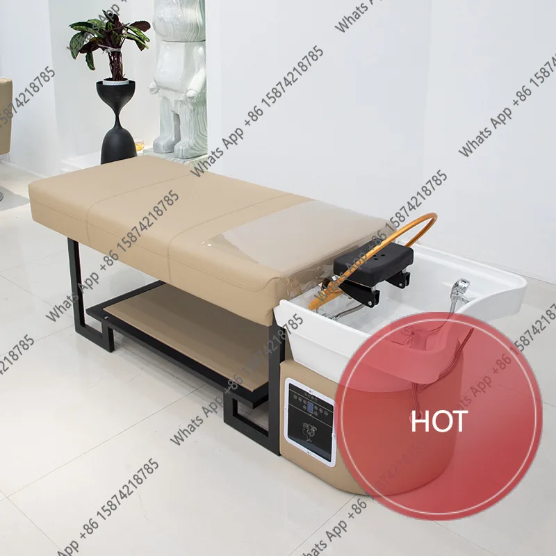 G High-end Barber Shop Shampoo Simple Water Circulation Fumigation Head Treatment Bed Barber Shop Stainless Steel Ceramic Basin