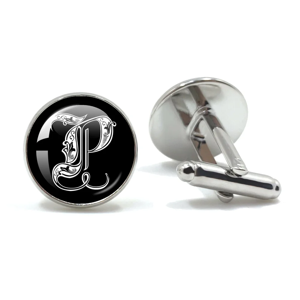 Retro Gothic Alphabet Letters A-Z Cufflinks for Men Luxury Jewelry Shirt Cuff Links French Business Accessories