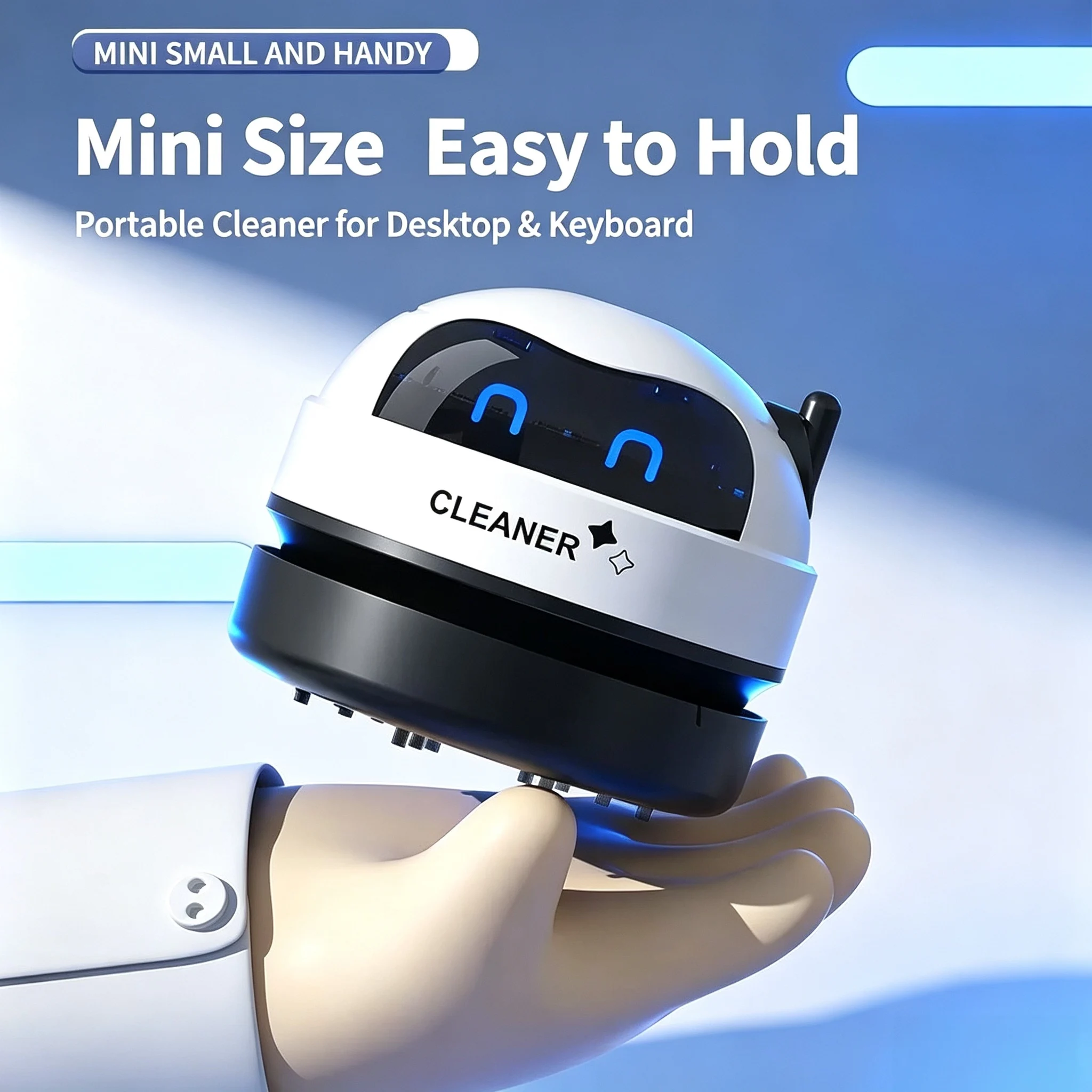 Portable Wireless Mini Desktop Vacuum Cleaner, USB Charging Dust Cleaning Brush for Car, Home & Office Desk Cleaning