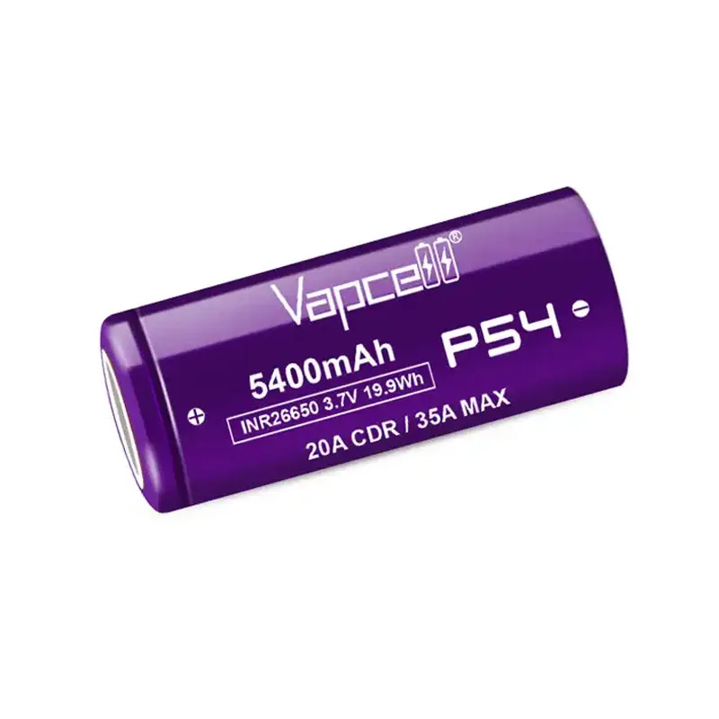 Original Vapcell P54 INR 26650 Battery 5400mAh Capacity CDR 20A Max 35A 3.7V Lithium Iron Battery For Flashlight Electric Car