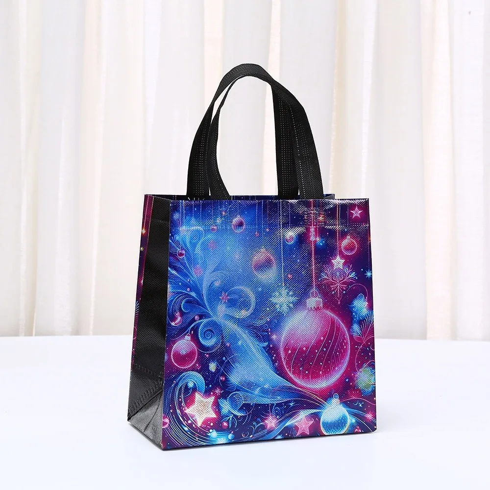 Non-woven Cartoon Christmas Tote Bags Handbag Shopping Bag Cute Santa Snowman Candy Gift Packaging Bag Xmas New Year Gift Bags