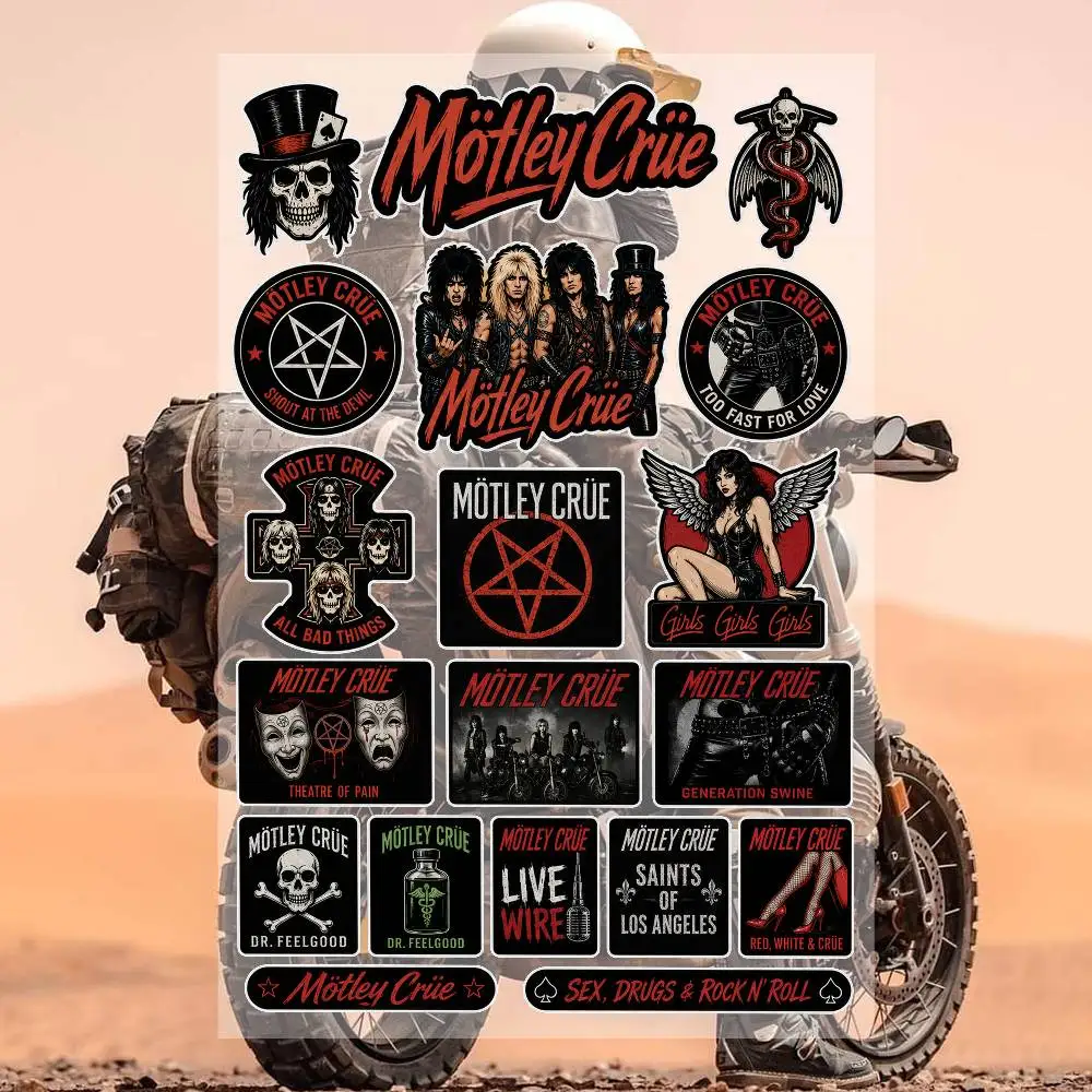 M-O-tLey Crue Waterproof Vinyl Stickers for Car Motorcycle Bike Skateboard Laptop Bottle Phone