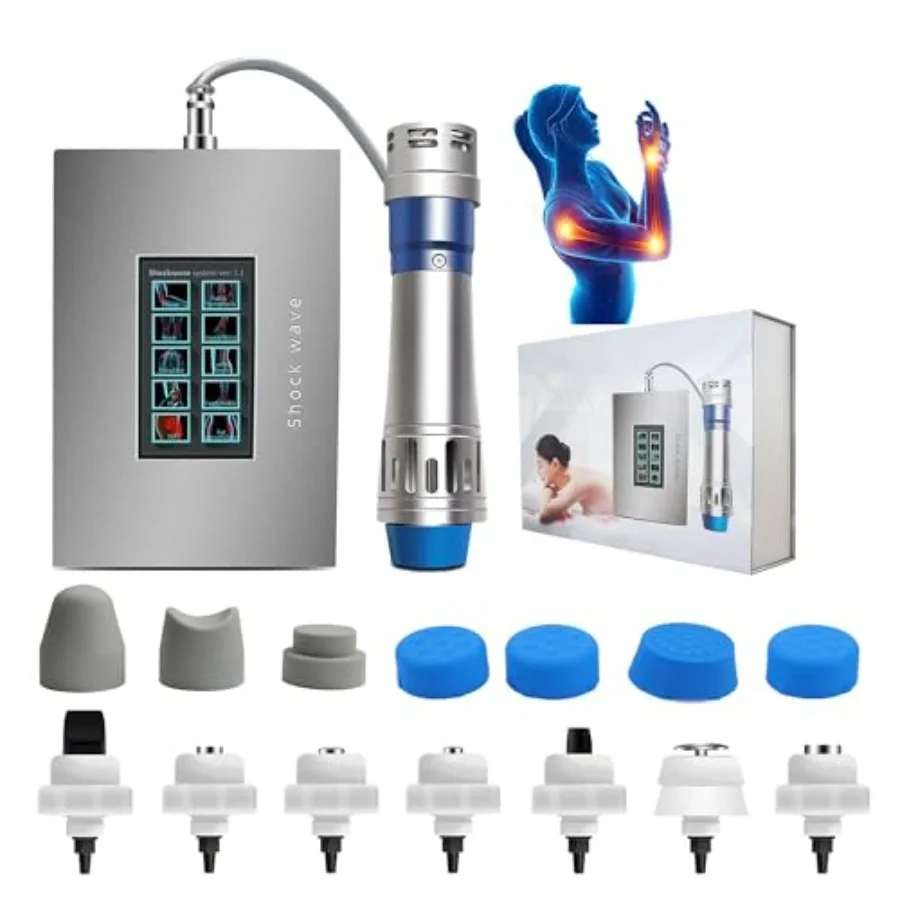 

Аппарат для сфокусированной ударно-волновой терапии 7-в-1 для домашнего использования, серебристый, для облегчения боли в теле, стопах, коленях, экстракорпоральная ударно-волновая терапия