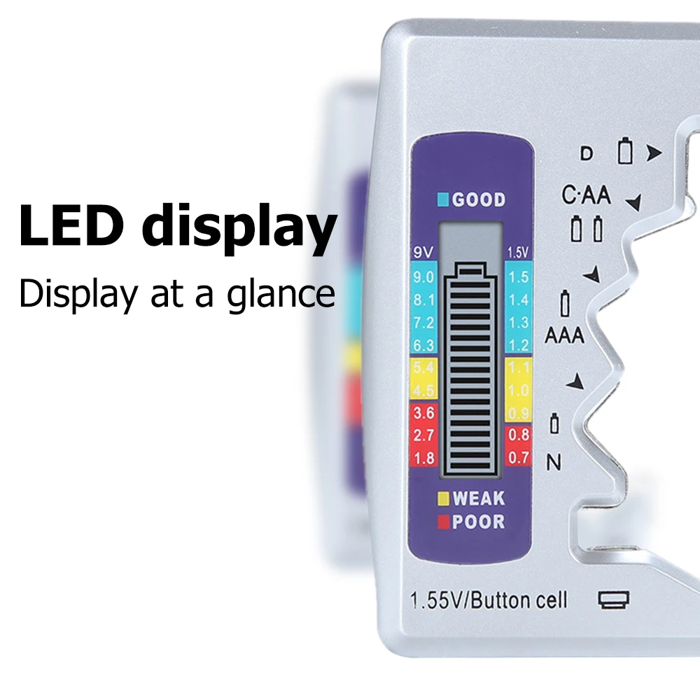 Display lcd c d n aa aaa 9v 1.5v bateria digital testador botão célula capacidade da bateria verificação detector capacitância ferramenta de diagnóstico