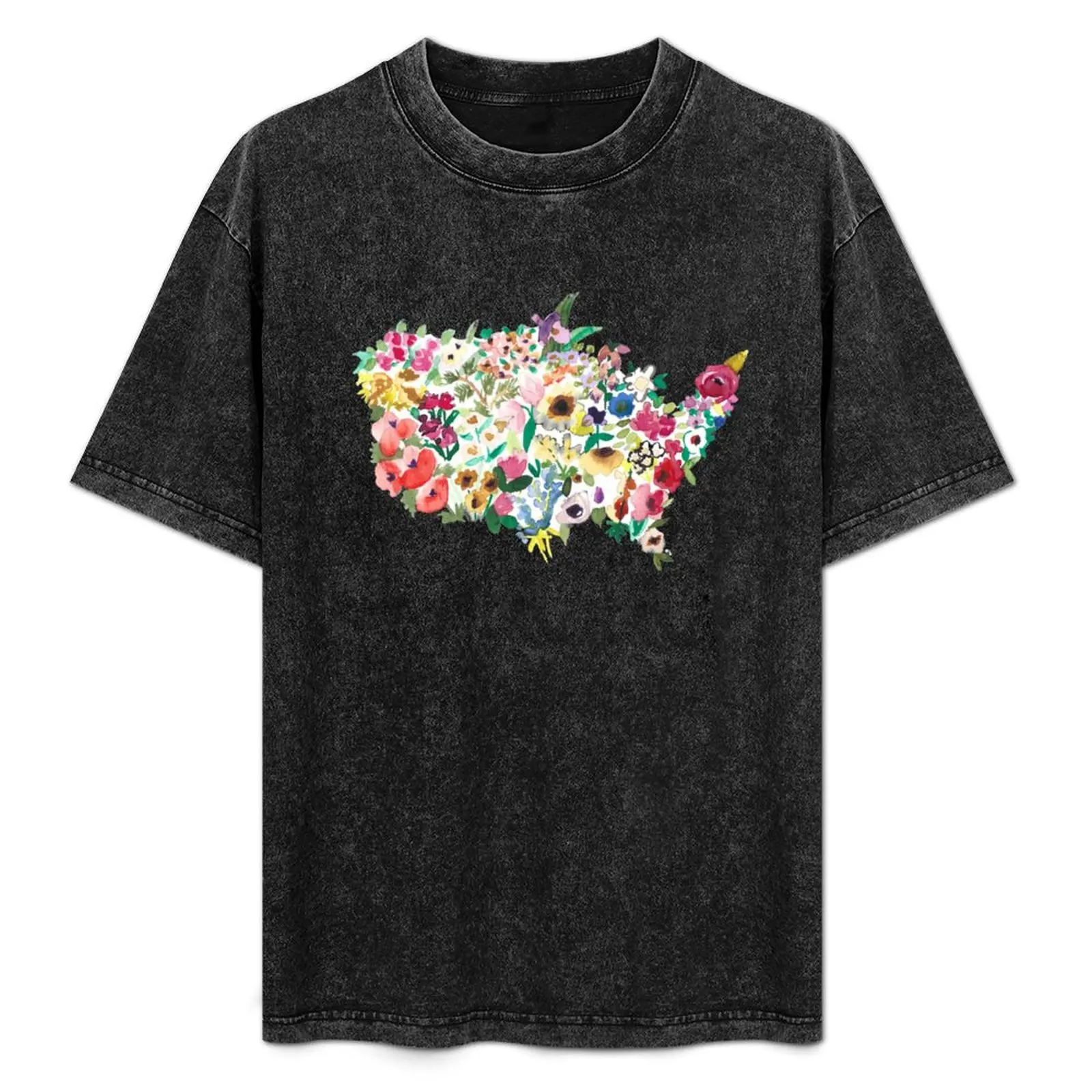 

united flowers of america T-Shirt Basic Plain Tee for Spring and Summer