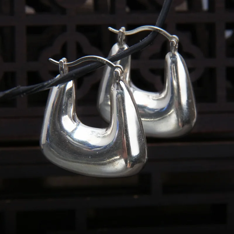 

Tote Bag Designer Stunning French Hoop Earrings for Women Glossy 925 Sterling Silver Square U Shape Hoops Hollow Light Brincos