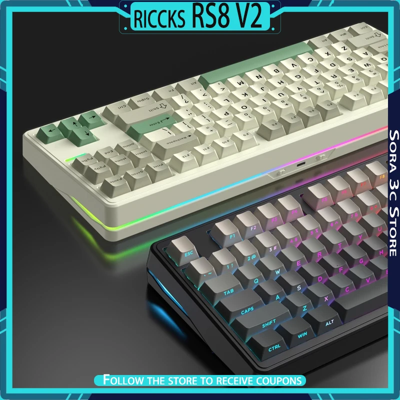 

Riccks RS8 V2 Mechanical Keyboard Wireless Triple-Mode Gasket Structure ARGB Streamer Ergonomic Hot Plug Custom Gaming Keyboard