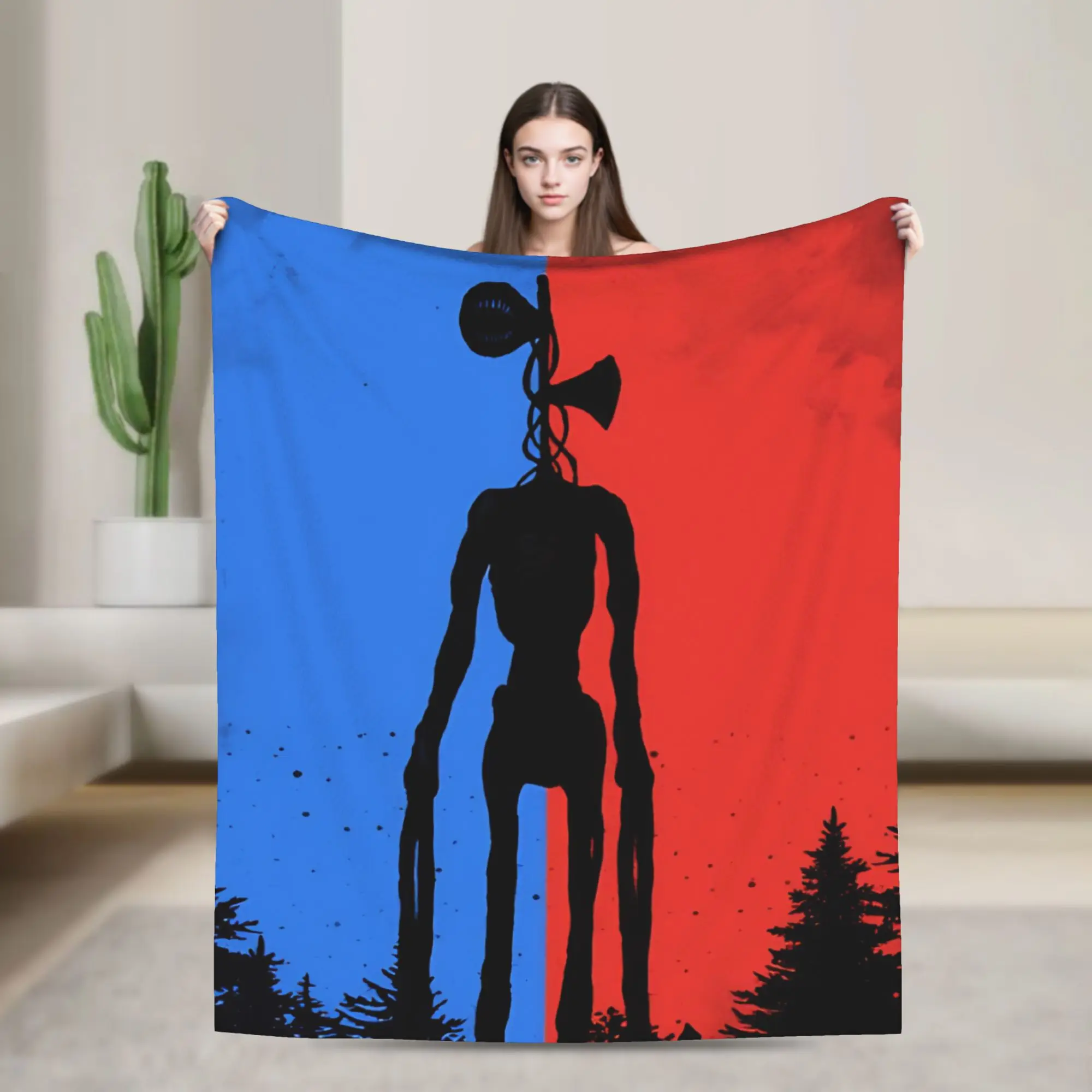 Red Blue Siren Head Plush Blanket  Customized Throw Blanket for  Sofa Bedding Lounge 200x150cm Bedspread