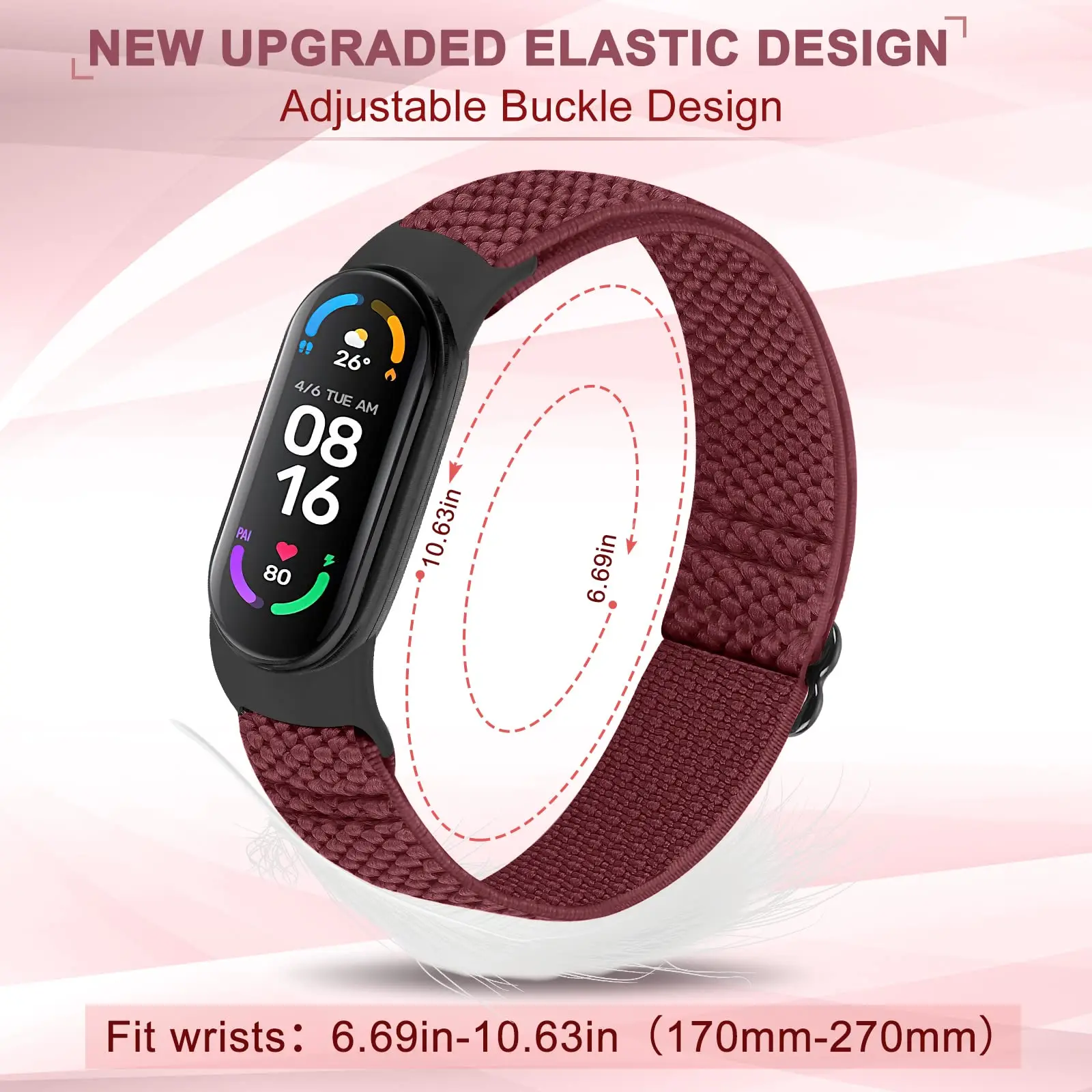 Nylon Elastic Band for Xiaomi Mi Band 7 6 5 4 3 NFC Watch Replacement Strap Compatible with Amazfit Band 5 Adjustable Bracelet