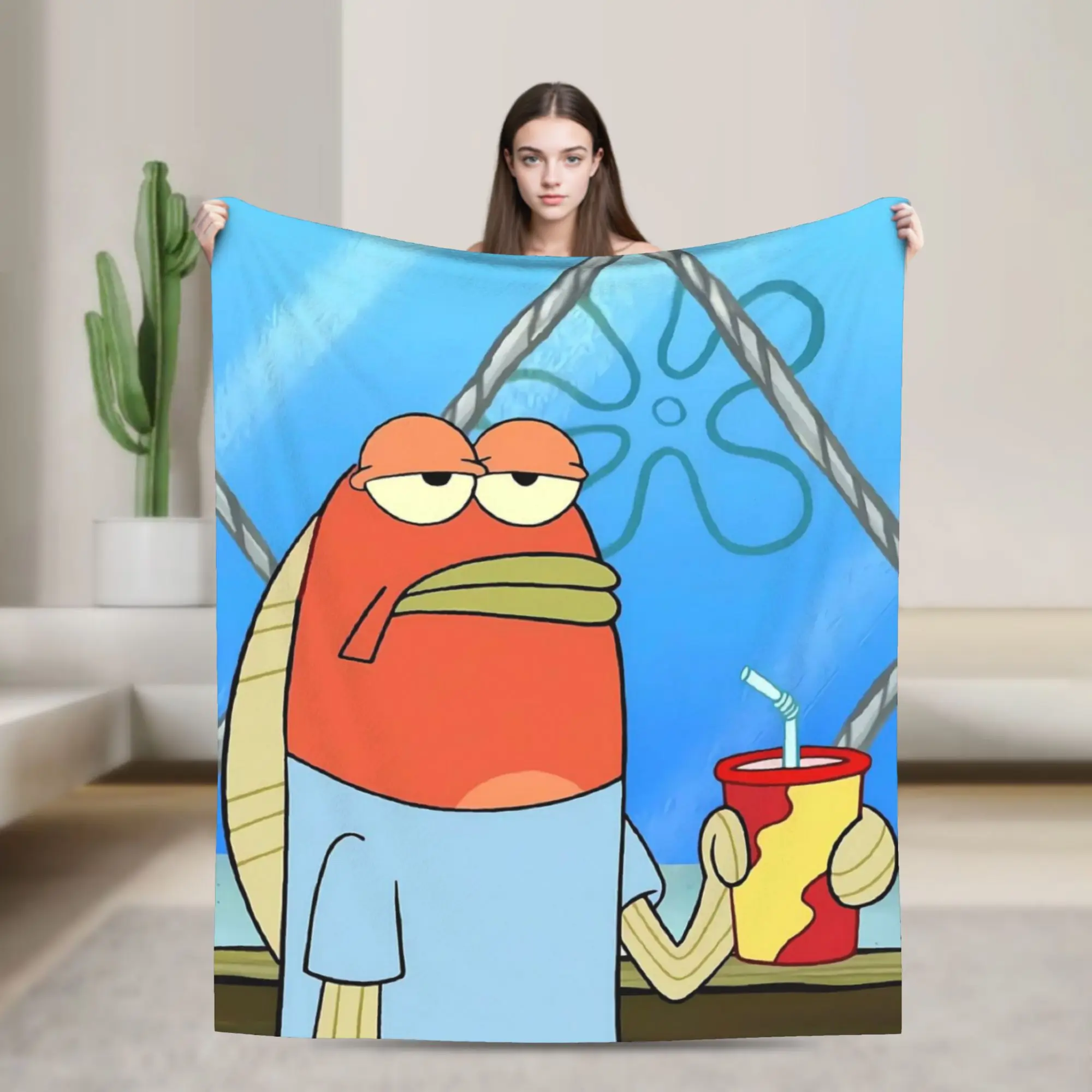 Bikinis Bottom Buddies Funny Fish Blanket Marine Flannel Novelty Breathable Throw Blanket for Chair Covering Sofa Textile Decor