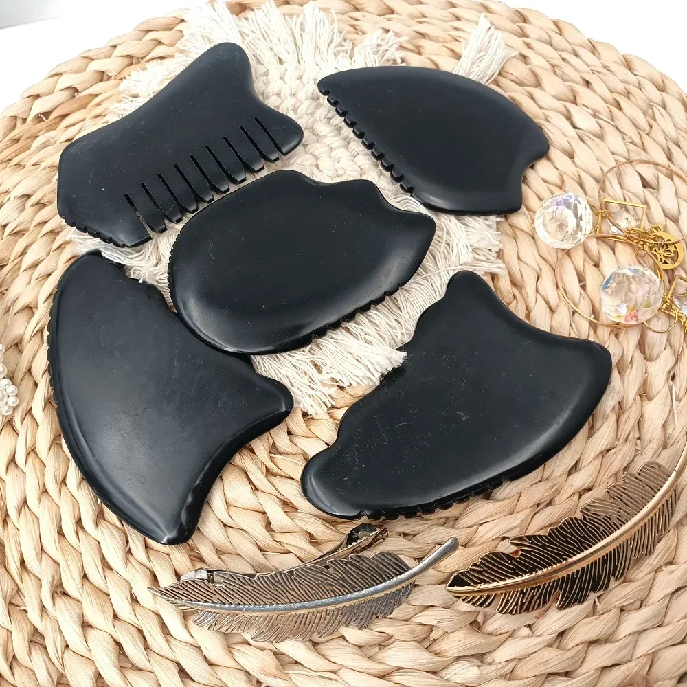 SPA Acupuncture Scraping Body Foot Back Face Neck Massager Beauty Guasha Board Black Bian Stone Gua Sha Massage Tools