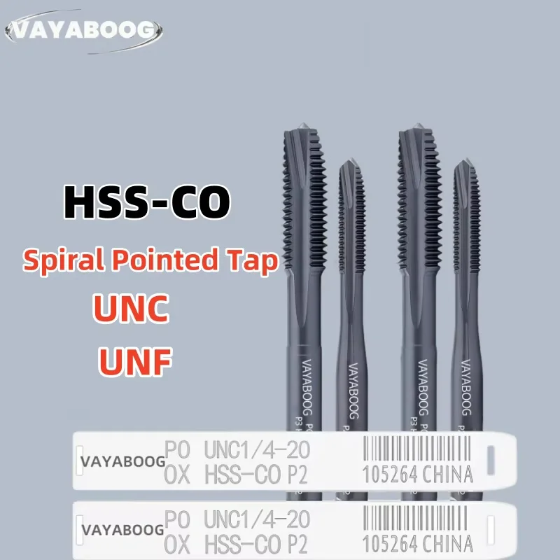 VAYABOOG 1PCS HSS-CO Oxidized Spiral Pointed Machine Screw Thread Taps UNC UNF 1/4 5/16 3/8 7/16 1/2
