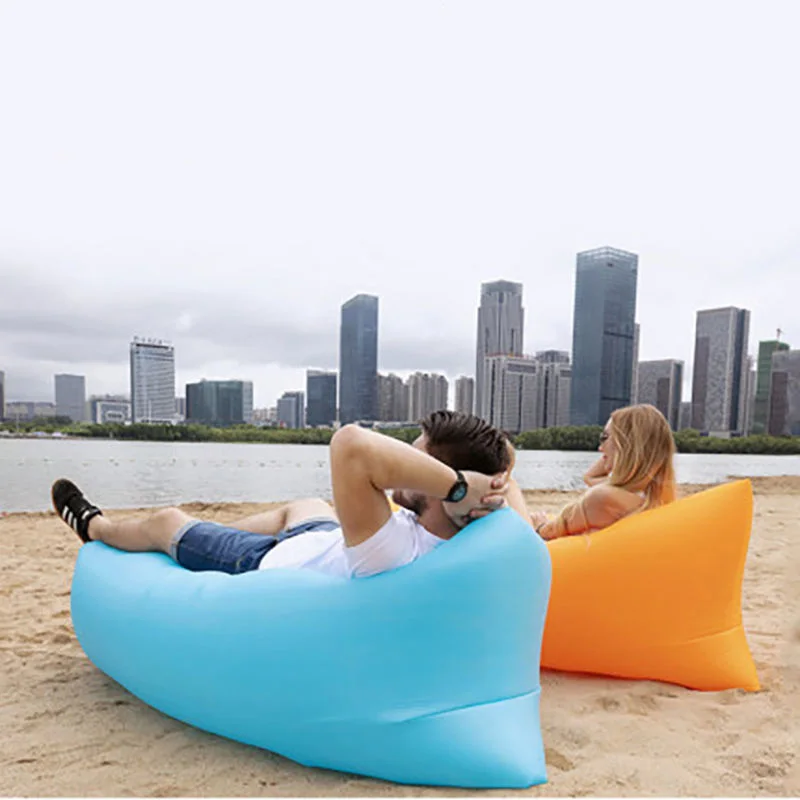 Portable Outdoor Beach Air Sofa Bed Quick Folding Camping Inflatable Bed Sleeping Bag Air Cushion Bed Lazy Inflatable Sofa