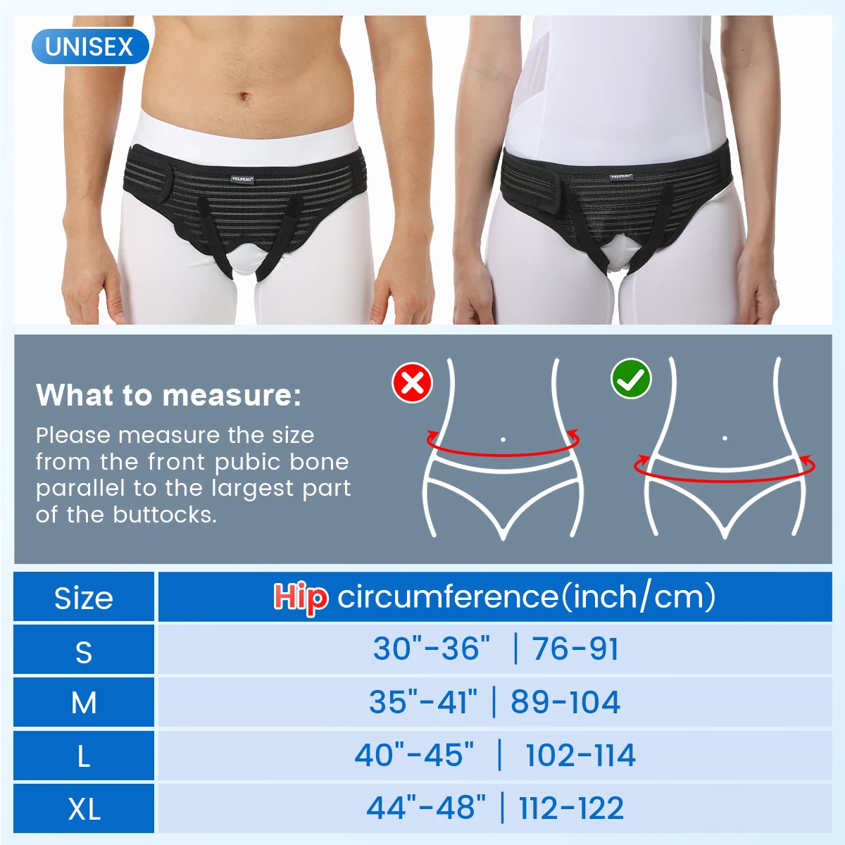 Hernia Belt Truss Adjustable Hernia Belt Support for Single/Double Inguinal with 2 Compression Pads for Men and Women
