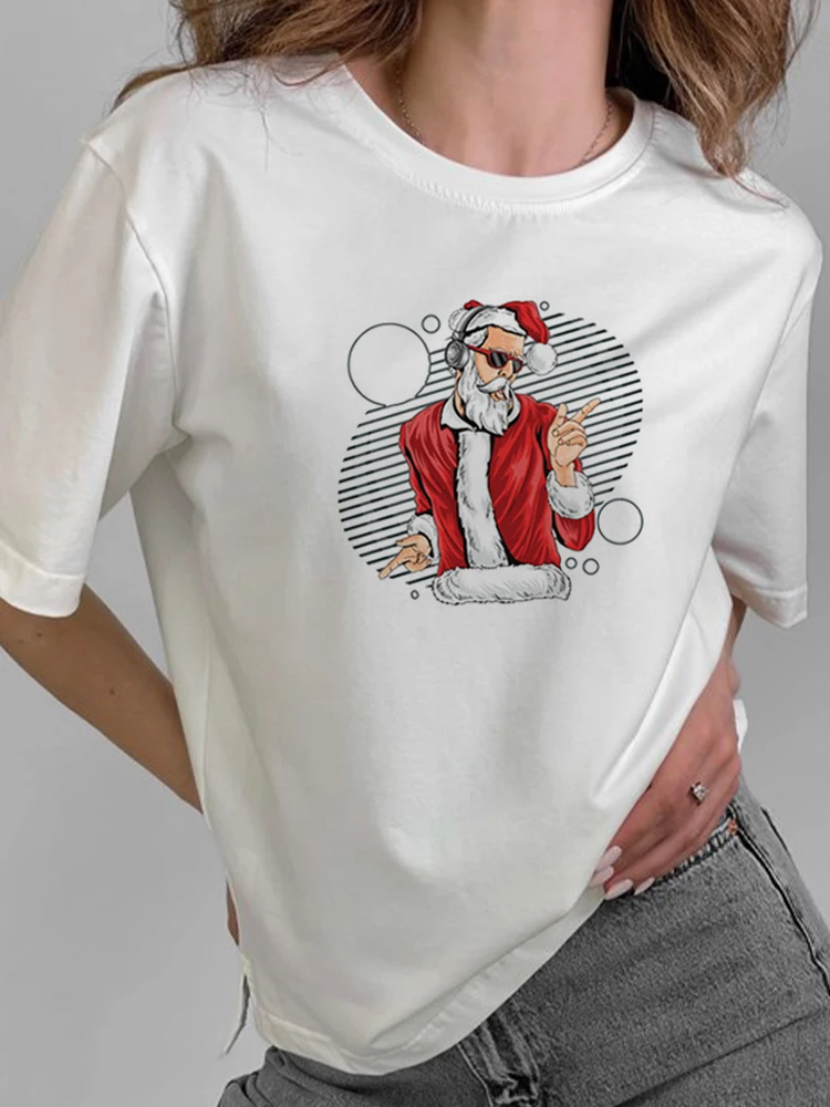 

Женская Универсальная футболка с принтом в виде снеговика, с коротким рукавом