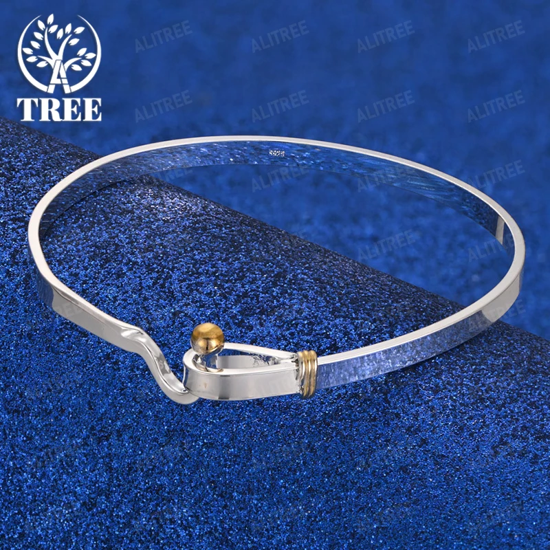 

New Style 925 Sterling Silver Round Bangle Gold Beads For Women Birthday Party Christmas Fashion Charm Jewelry Accessories