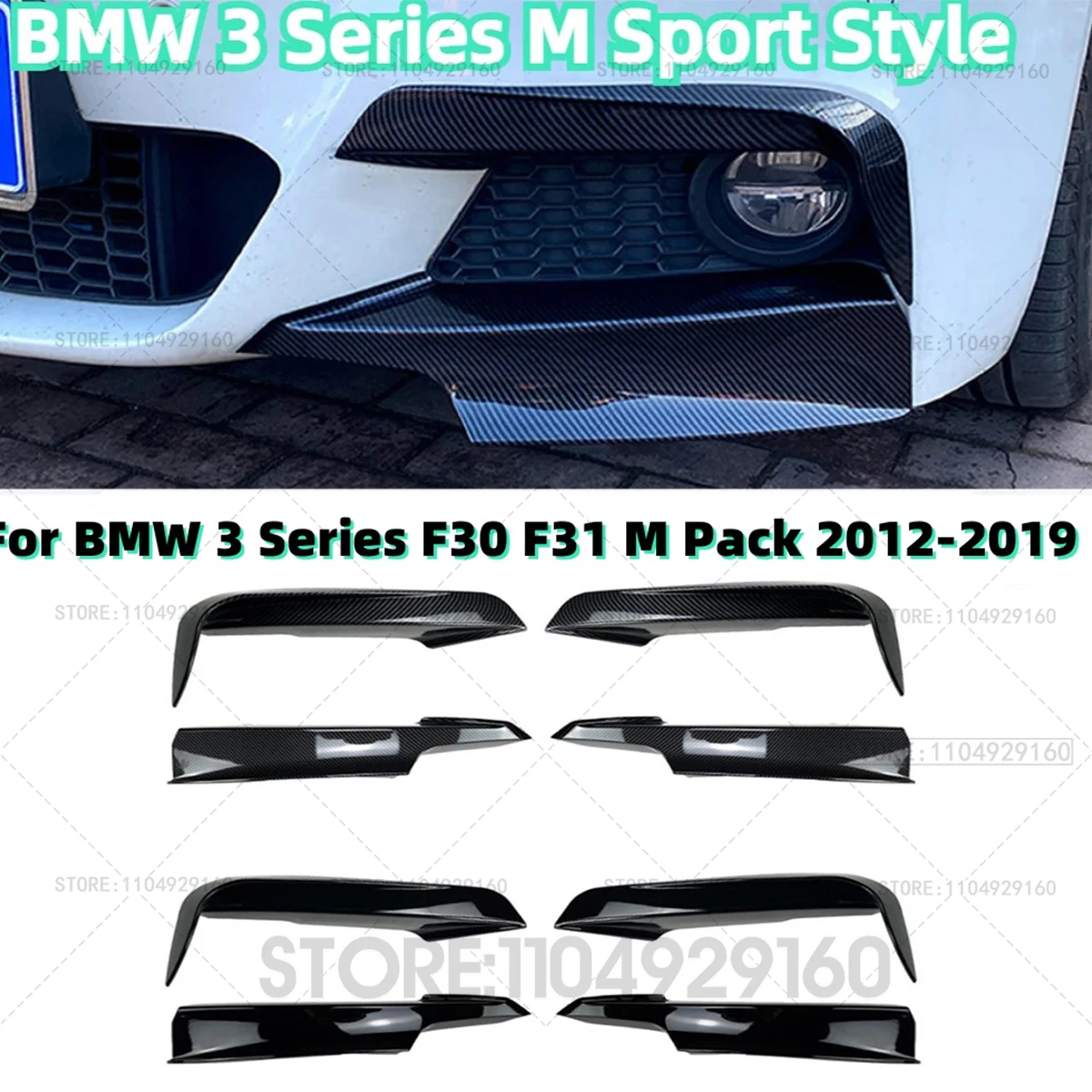 

For BMW F30 F31 F35 320i 328i 330i 335i 340i 316d 318d M-Sport 2012-2019 ABS Gloss Black Fog Lamp Trim Blade Trim Light Tuning