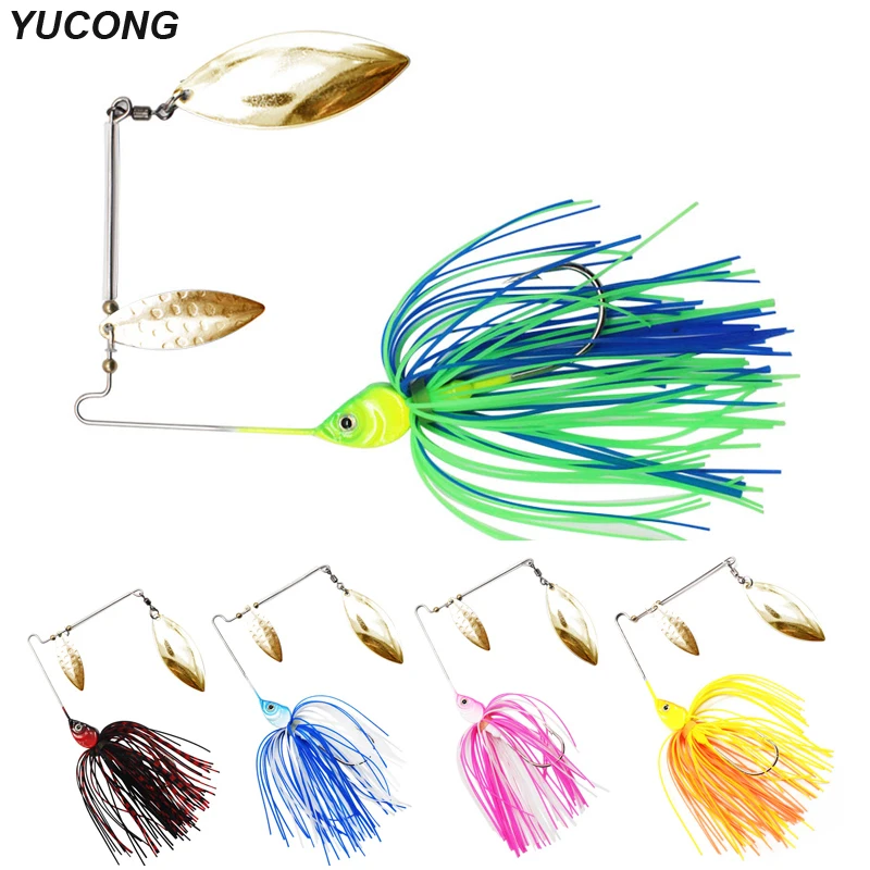 YUCONG 1pcs Spinner Bait 17g Metal Lure Hard Fishing Wobbler Sinking Spinnerbait With Sequin Trolling leurre duro cebo Weedless