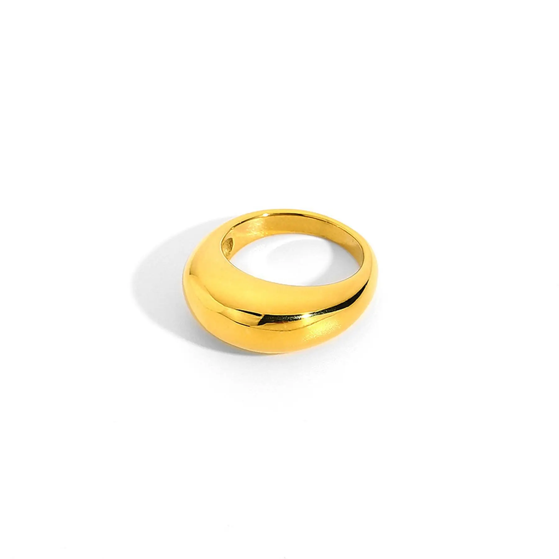Minimalist Titanium Steel Smooth Curved Bread Ring for Women and Men Chunky Jewelry Punky Stylish Finger Wear image 6