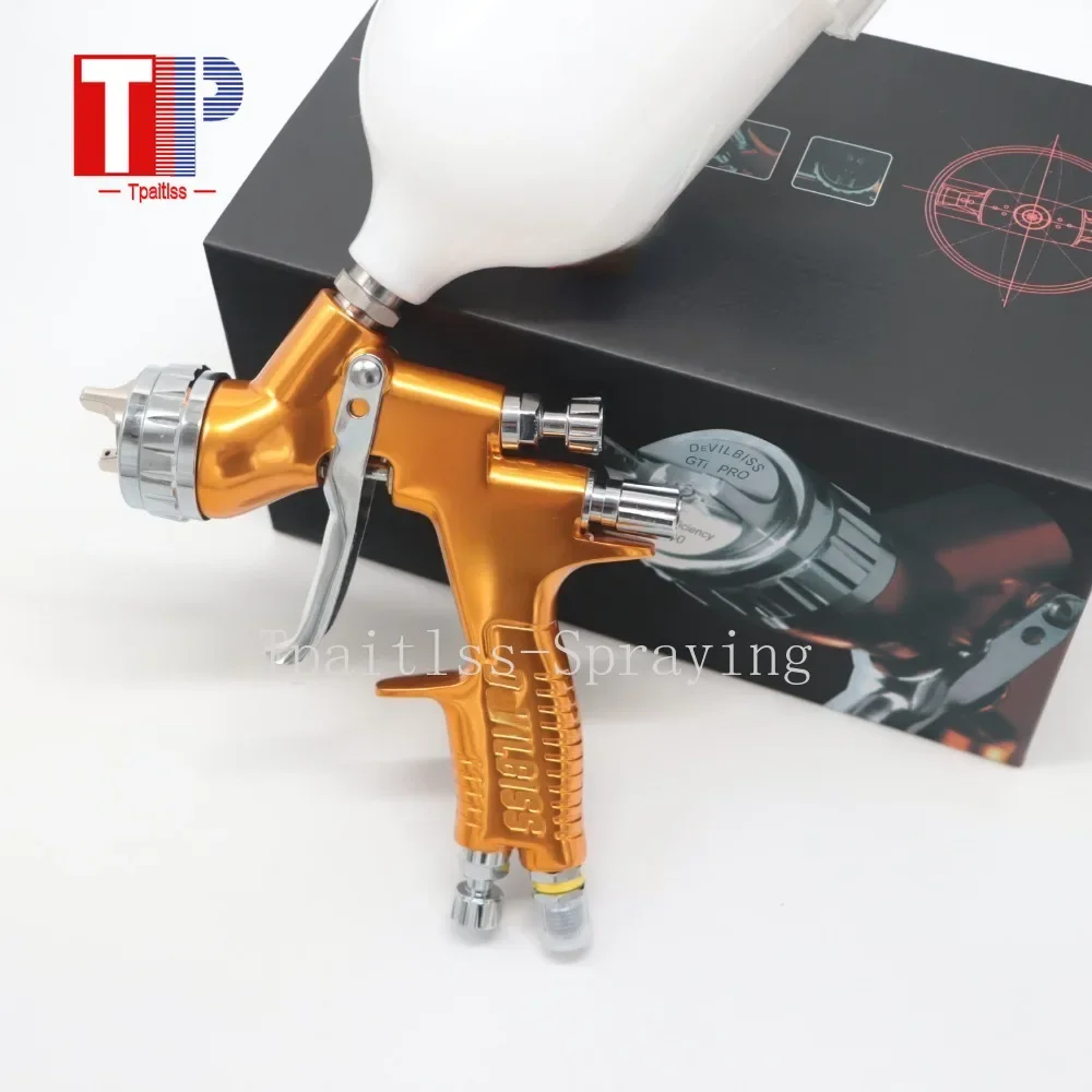カーペイントスプレーガン,G-T-I pro,クリアコートおよびプライミングペイントガン,hvlp,600ml,チップ1.3,8個,D-V-1